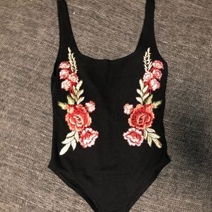 floral embroidery top one piece
